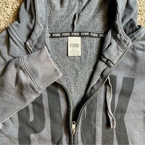 Victorias Secret Pink zip jacket Medium activewear coat‎ sweatshirt retro gray